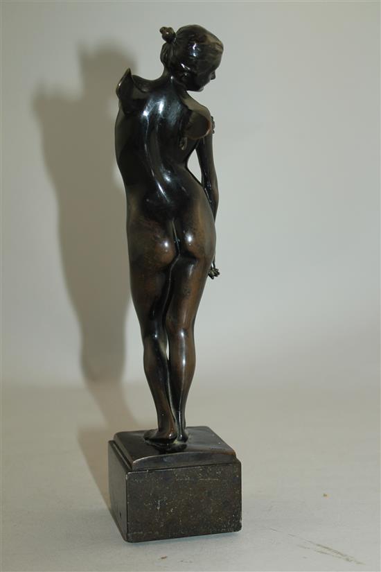 An early 20th century patinated bronze figure of Psyche, 9.5in.